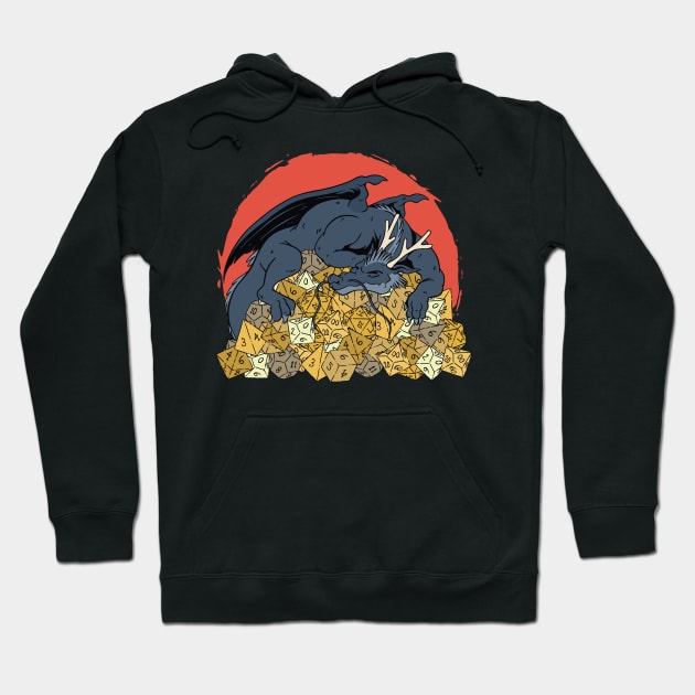 D&D Dragon Sleeping on a Hoard of Dice Hoodie by Sunburst